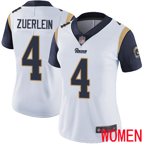 Los Angeles Rams Limited White Women Greg Zuerlein Road Jersey NFL Football #4 Vapor Untouchable->women nfl jersey->Women Jersey